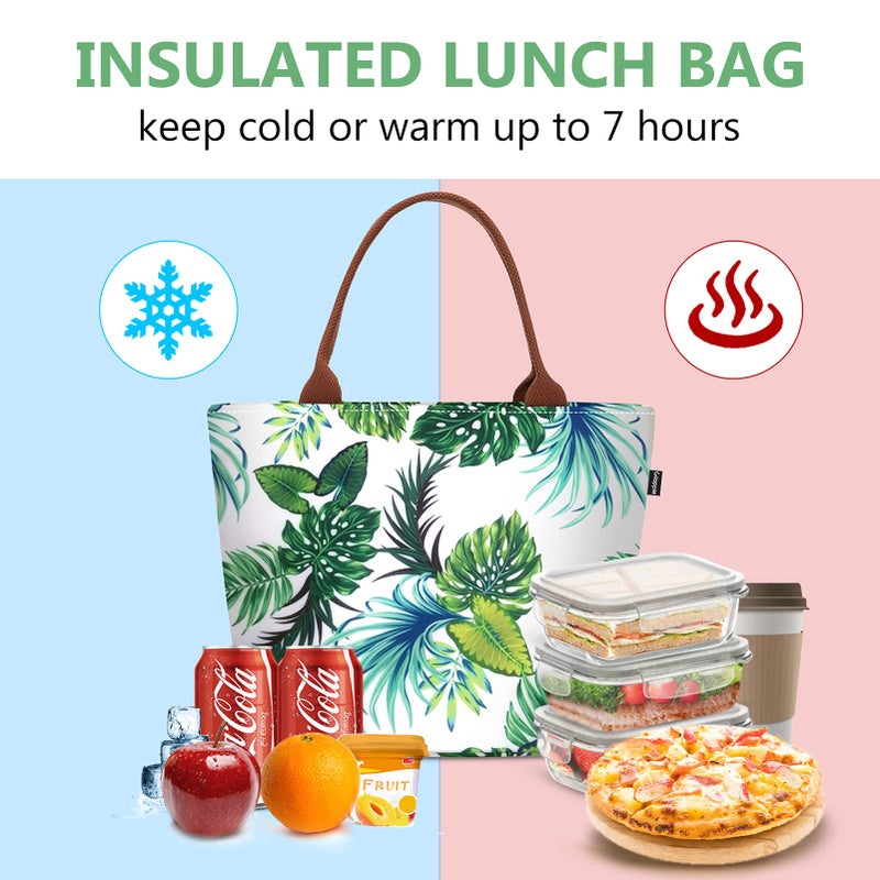 Gloppie Insulated Lunch Tote for Women | 9L Leakproof Cooler Bag with Palm Leaf Design | Thermal Work Lunch Bag for Office, Gym & Picnic - Image 5